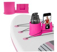 Paddle Board Cup Holder with Phone Holder, Plastic Paddleboard Cup with Drain Hole, Replacement Wire Fixing Paddle Board Accessories for Paddleboard Lovers, Style 2