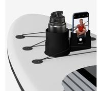 Paddle Board Cup Holder with Phone Holder Plastic Paddleboard Cup with Drain Hole Replacement Wire Fixing Paddle Board Accessories (Black)