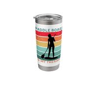 Paddle Board is My Therapy Horizontal Retro Sunset Funny Stainless Steel Insulated Tumbler