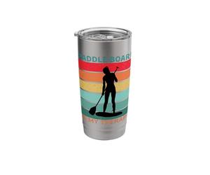 Paddle Board is My Therapy Horizontal Retro Sunset Funny Stainless Steel Insulated Tumbler
