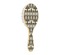 Paddle Brush Hair Brush, Hairbrush for Smoothing Hair Scalp massages Detangling Hair Round Wooden Pins Air cushion comb Vintage Christmas White Reindeers Trees Norwegian Sweater Style