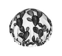 Paddle Cactus Blackest Black,Shower Cap Nightcap Double Layer Waterproof Elastic Bath Cap Reusable Hair Cap