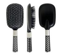 Paddle Cushion Hairbrush Gold & Silver (Large) | Professional Detangling & Anti-Frizz Brush for Long, Thick, Curly & Wavy Hair | No Tangle Blow Dry Brush | Reduces Breakage - 3714 (Silver, Large)