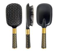 Paddle Cushion Hairbrush Gold & Silver (Large) | Professional Detangling & Anti-Frizz Brush for Long, Thick, Curly & Wavy Hair | No Tangle Blow Dry Brush | Reduces Breakage - 3714 (Gold, Large)