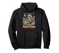 Paddle Pennsylvania Vintage Skeleton Kayak & Canoe Pullover Hoodie