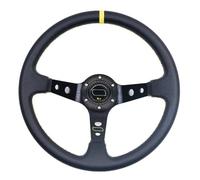 Paddle Shifter Car Aluminum Universal 14 Inch 350mm Racing Steering Wheels Drifting Sport Auto Steering Wheel(Leather-Black-Yellow)