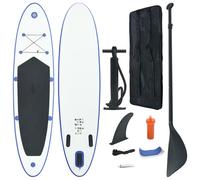 vidaXL Inflatable Stand Up Paddle Board Set - Blue and White, 390 x 81 x 10 cm, 1 adult, 130 kg, pump, bag (Code 92204)