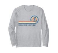 Paddleboard SUP Girl Paddle More Less Worry Retro Sunset Long Sleeve T-Shirt