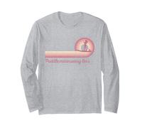 Paddleboard SUP Girl Paddle More Less Worry Retro Sunset Long Sleeve T-Shirt