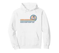 Paddleboard SUP Girl Paddle More Less Worry Retro Sunset Pullover Hoodie