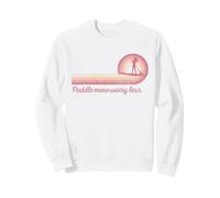 Paddleboard SUP Girl Paddle More Less Worry Retro Sunset Sweatshirt