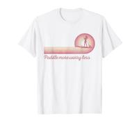 Paddleboard SUP Girl Paddle More Less Worry Retro Sunset T-Shirt