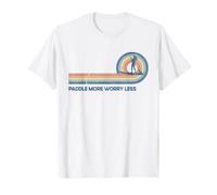 Paddleboard SUP Girl Paddle More Less Worry Retro Sunset T-Shirt