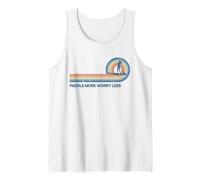 Paddleboard SUP Girl Paddle More Less Worry Retro Sunset Tank Top