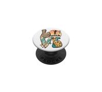 Paddleboard SUP Girl Retro Leopard Sunflower Sunset Love PopSockets Adhesive PopGrip