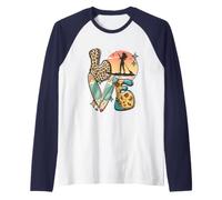 Paddleboard SUP Girl Retro Leopard Sunflower Sunset Love Raglan Baseball Tee