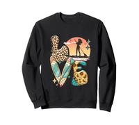 Paddleboard SUP Girl Retro Leopard Sunflower Sunset Love Sweatshirt