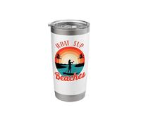 Paddleboard What Sup Beaches Girl Vintage Retro Sunset Stainless Steel Insulated Tumbler