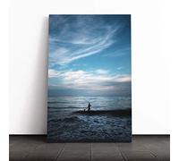 Paddling in The Ocean Seascape Canvas Print | Gallery Wrapped 30mm Frame Wall Art | 20x14 inches | Ready to Hang | Modern Seascape Picture | Living Room Bedroom Lounge Office