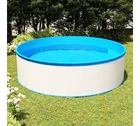 Paddling Pool, 350 x 90 cm, White Steel Wall Pool with PVC Lining, Garden Pool, Family Pool for Summer, Bathing, Swimming and Relaxation in the Garden