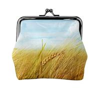 Paddy Rice Field Full Double-Sided Printed Pattern Women's and Girls' Fashionable Leather Kiss Lock Coin Purse Card Bag