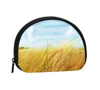 Paddy Rice Field Mini Zipper Coin Purse, Small Travel Organizer with All-Over Print, Durable Polyester Fabric, Compact Pouch for Coins,Keys