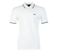 BOSS Green Paddy Mens Cotton-Piqué Polo Shirt with Contrast Logo - White 100