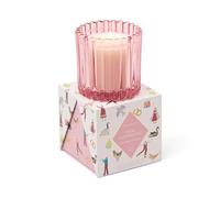 Paddywax Christmas Ribbed Glass Candle - Pink Peppermint Scent