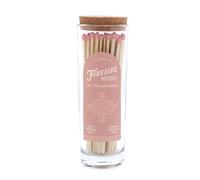 Paddywax Glass Jar Match Holder with Striker with 85 Fireplace Fireside Safety Matches, Blush Pink Tip