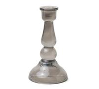 Paddywax Glass Taper Candle Holder Tall Candlestick Holder, 16.6cm Tall, Black