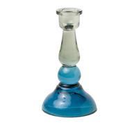 Paddywax Glass Taper Candle Holder Tall Candlestick Holder, 16.6cm Tall, Blue