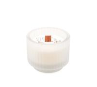 Paddywax Holiday Candles Cypress & Fir Frosted Glass Wood Wick Luxury Artisan Scented Candle, 141g, White
