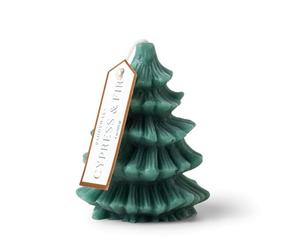 Paddywax Holiday Candles Cypress & Fir Range Totem Christmas Tree Shaped Luxury Scented Candle, 10cm Tall, Green