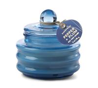 Paddywax Scented Candles Beam Collection Small Artisan Luxury Glass Jar Candle with Lid, 85g, Bright Blue - Pepper + Plum