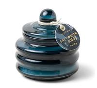 Paddywax Scented Candles Beam Collection Small Artisan Luxury Glass Jar Candle with Lid, 85g, Navy - Saltwater + Suede
