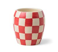 Paddywax Scented Candles Checkmate Artisan Candle in Reusable Checkerboard Patterned Porcelain Vessel, 311g, Rose + Santal