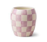 Paddywax Scented Candles Checkmate Artisan Candle in Reusable Checkerboard Patterned Porcelain Vessel, 311g, Lavender Mimosa