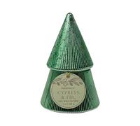 Paddywax Scented Candles Cypress & Fir Holiday Mercury Glass Tree Luxury Artisan Candle, 7-Ounce, Green