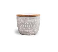 Paddywax Scented Candles Desert-Inspired Sonora Range Candle in Reusable Etched Concrete Pot with Wooden Lid, 85g, Tobacco & Patchouli