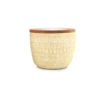 Paddywax Scented Candles Desert-Inspired Sonora Range Candle in Reusable Etched Concrete Pot with Wooden Lid, 85g, Fresh Meyer Lemon