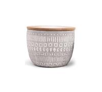 Paddywax Scented Candles Desert-Inspired Sonora Range Candle in Reusable Etched Concrete Pot with Wooden Lid, 283g - 3-Wick, Tobacco & Patchouli