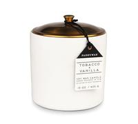 Paddywax Scented Candles Minimalist Hygge Range Luxury 3-Wick Candle in Matte Ceramic Container with Lid, 425g, Tobacco + Vanilla
