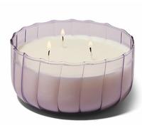 Paddywax Scented Candles Ripple Hand Blown Glass 3-Wick Luxury Artisan Candle, 340g, Lavender - Salted Iris