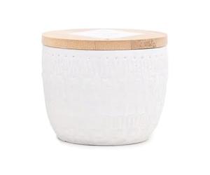 Paddywax Scented Candles Sonora Collection Candle in Etched Concrete Pot with Bamboo Lid, 85g, Cotton & Teak