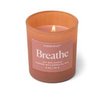 Paddywax Scented Candles Wellness Collection Frosted Glass Candle Fragranced with 100% Essential Oils, 141g, Red - Breathe