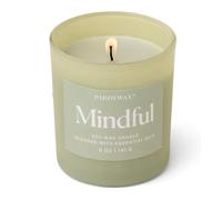 Paddywax Scented Candles Wellness Collection Frosted Glass Candle Fragranced with 100% Essential Oils, 141g, Green - Mindful