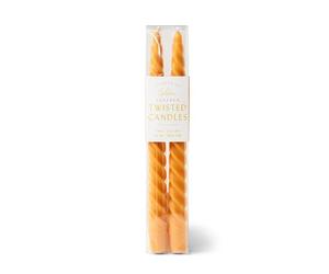 Paddywax Taper Candles Colorful Twisted Tapers Unscented Dinner Candle Set, 2-Pack, Golden