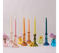 Paddywax Taper Candles Colorful Twisted Tapers Unscented Dinner Candle Set, 2-Pack, Green