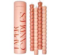Paddywax Taper Candles Shaped Unscented Dinner Candle Set, 4-Pack, Pink & Blush
