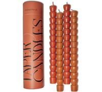 Paddywax Taper Candles Shaped Unscented Dinner Candle Set, 4-Pack, Red & Terracotta